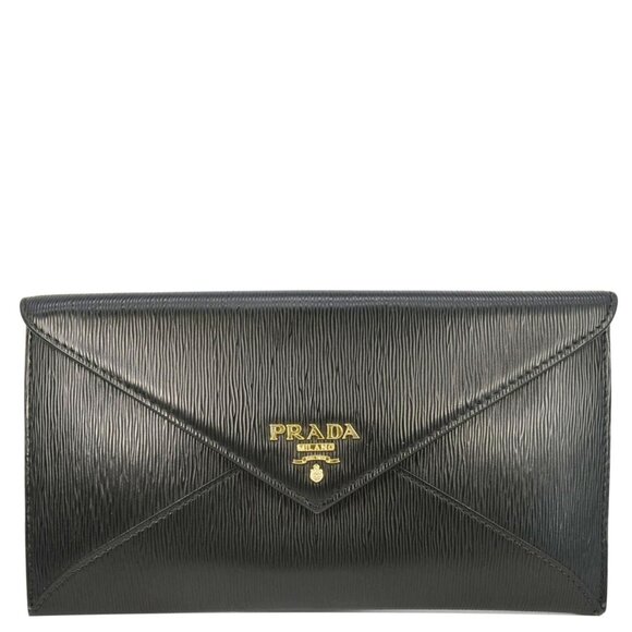 Prada  Vitello Move Envelope Leather Wallet Black - Picture 1 of 16